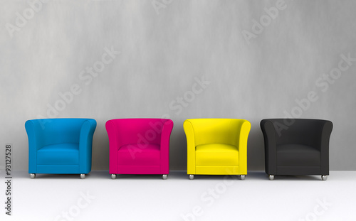 3D CMYK chairs photo