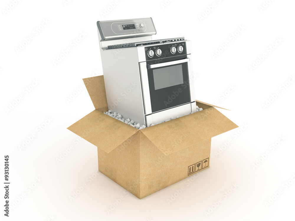 electric stove in cardboard box electric stove in cardboard box