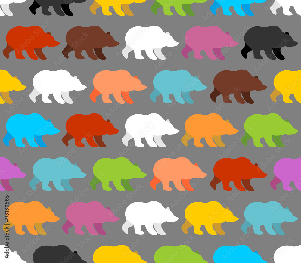 Color bears seamless pattern. Background of lovely bears. Ornam Color bears seamless pattern. Background of lovely bears. Ornam