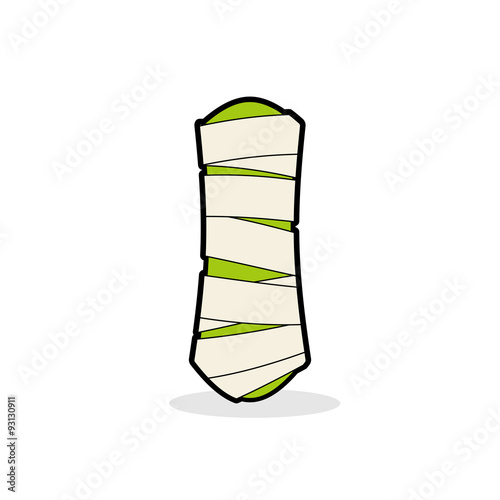  Letter I Mummy. Typography icon in bandages. Horrible Egyptian