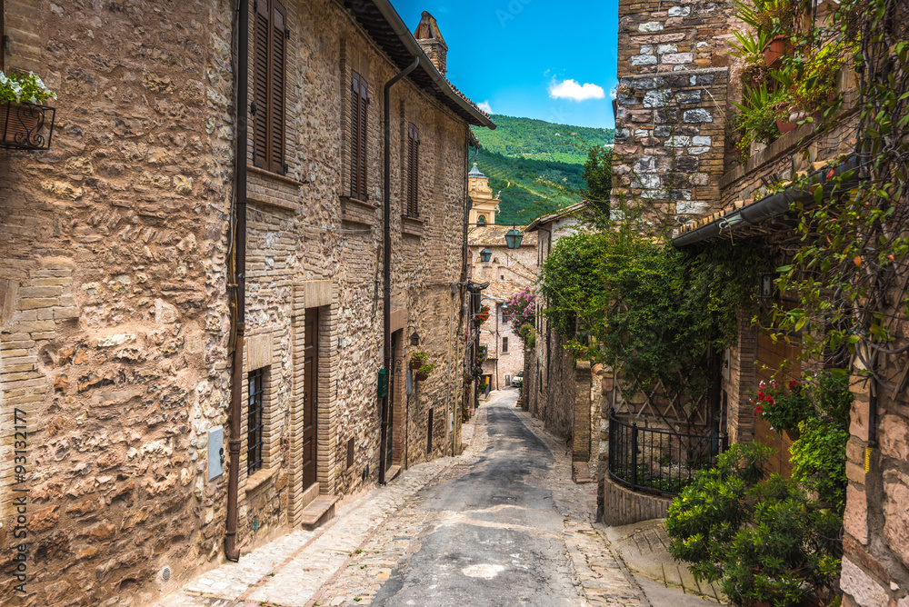 Full color beautiful streets in Umbria, Italy Full color beautiful streets in Umbria, Italy