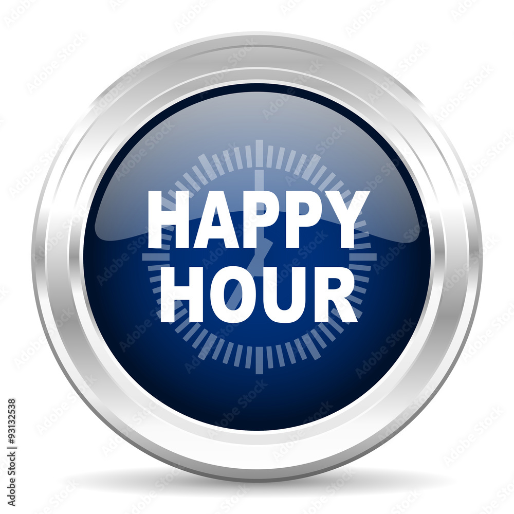 happy hour cirle glossy dark blue web icon on white background happy hour cirle glossy dark blue web icon on white background