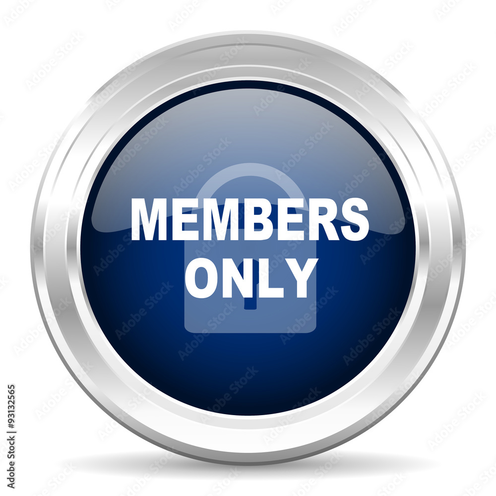 members only cirle glossy dark blue web icon on white background members only cirle glossy dark blue web icon on white background