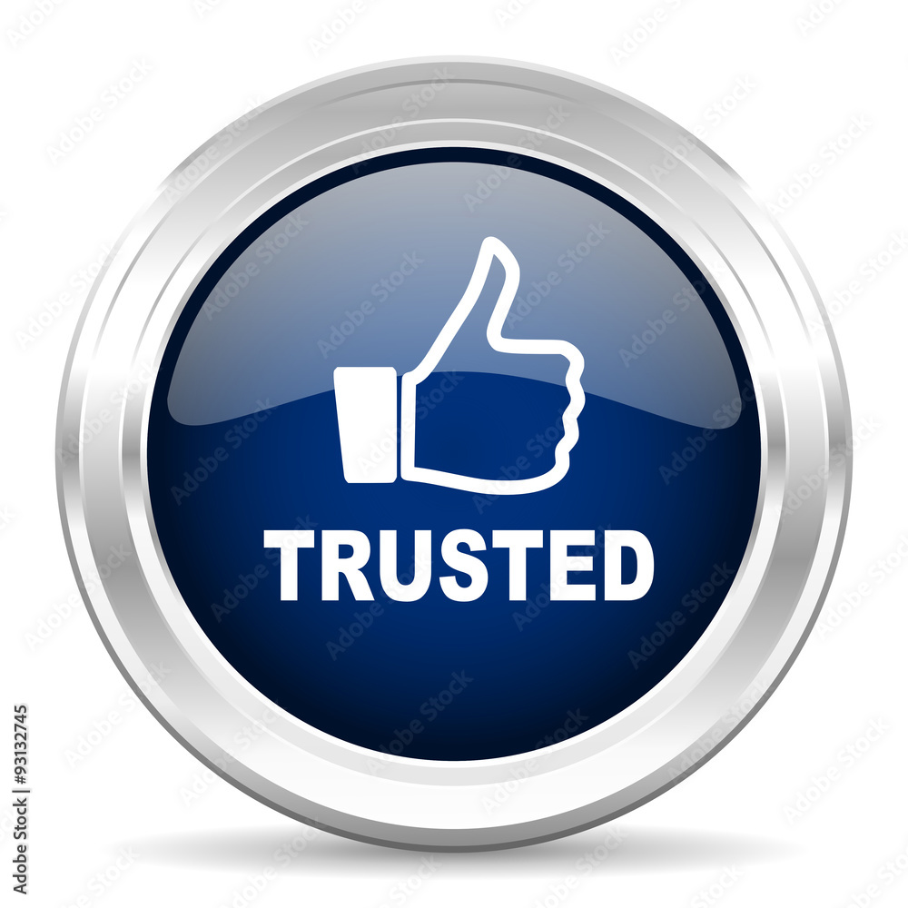 trusted cirle glossy dark blue web icon on white background trusted cirle glossy dark blue web icon on white background