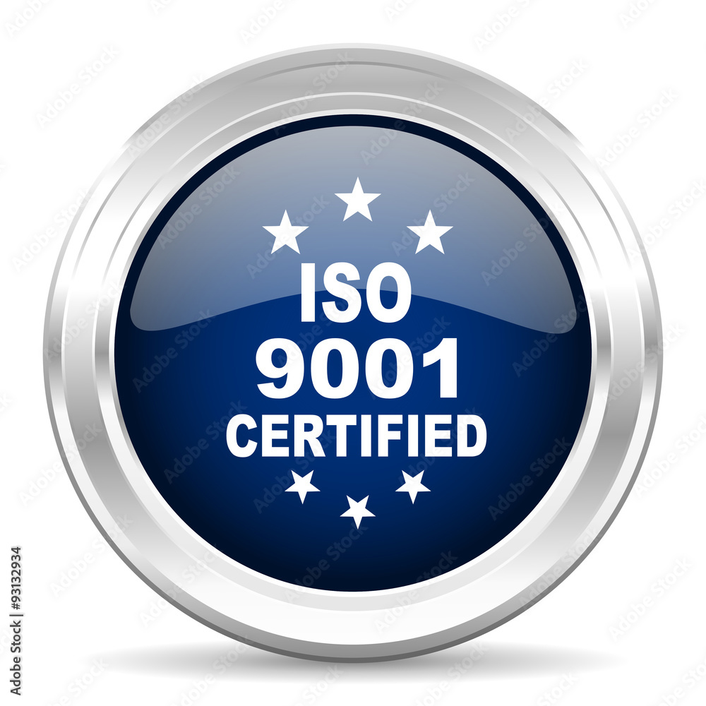 iso 9001 cirle glossy dark blue web icon on white background iso 9001 cirle glossy dark blue web icon on white background