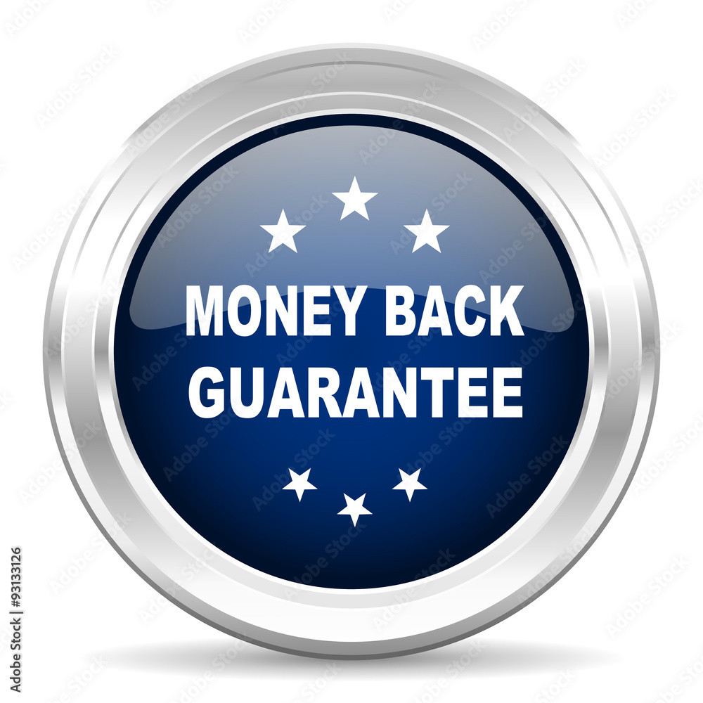 money back guarantee cirle glossy dark blue web icon on white background money back guarantee cirle glossy dark blue web icon on white background