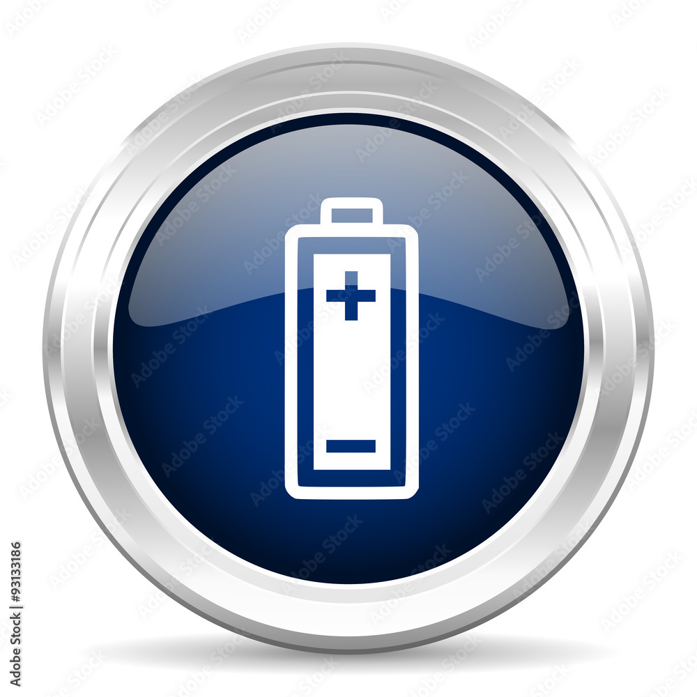 battery cirle glossy dark blue web icon on white background battery cirle glossy dark blue web icon on white background