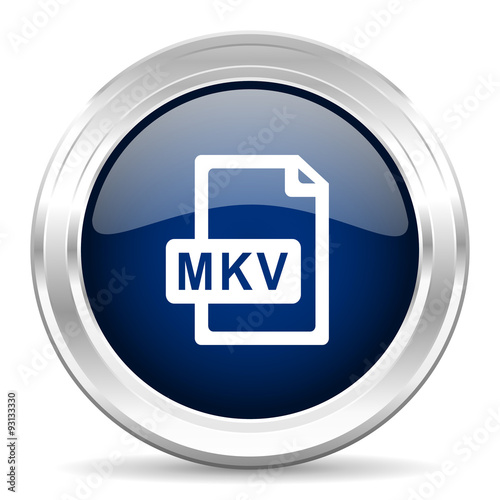 mkv file cirle glossy dark blue web icon on white background