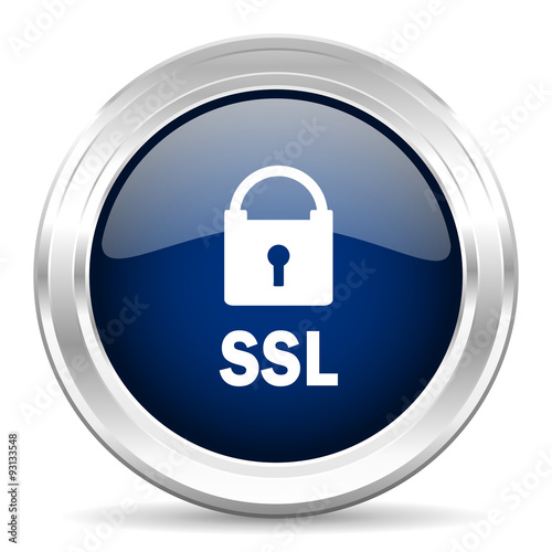 ssl cirle glossy dark blue web icon on white background