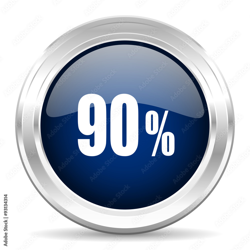 90 percent cirle glossy dark blue web icon on white background 90 percent cirle glossy dark blue web icon on white background