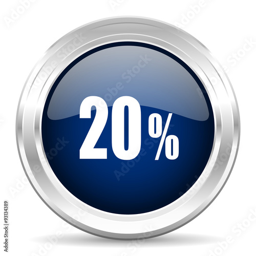 20 percent cirle glossy dark blue web icon on white background