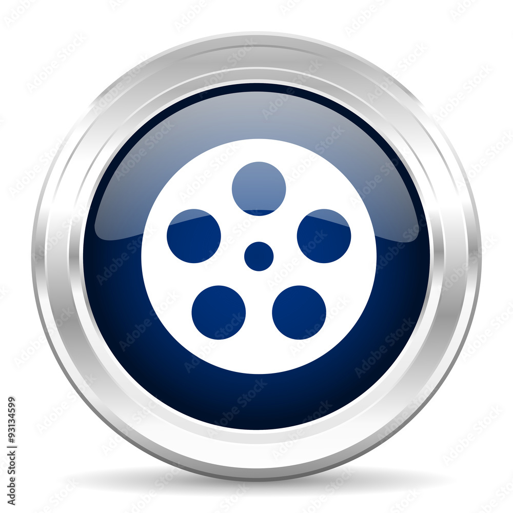film cirle glossy dark blue web icon on white background film cirle glossy dark blue web icon on white background