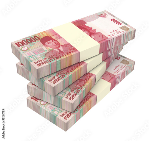 Indonesian rupiah money isolated on white background. Computer generated 3D photo rendering.