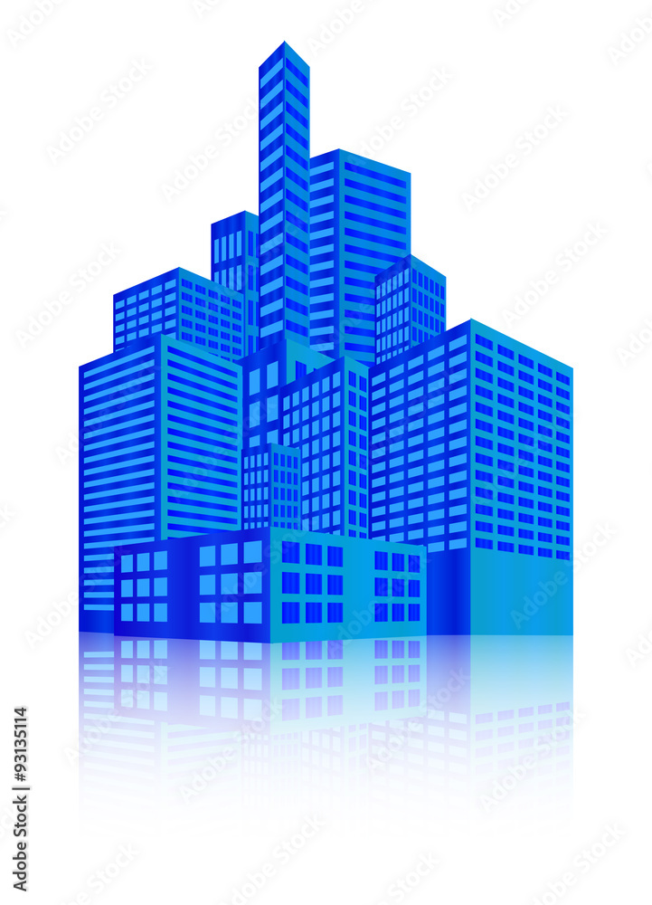 Image of modern building, Urban cityscape, City Lights, metropolis. Vector illustration isolated on white background.