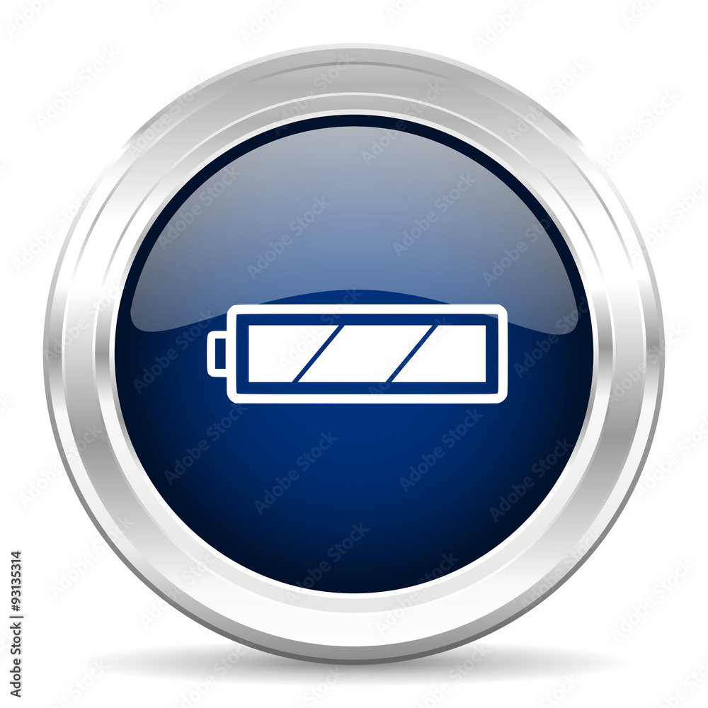 battery cirle glossy dark blue web icon on white background battery cirle glossy dark blue web icon on white background