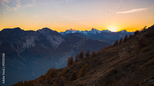 Last sunlight on majestic mountain peak © fabio lamanna