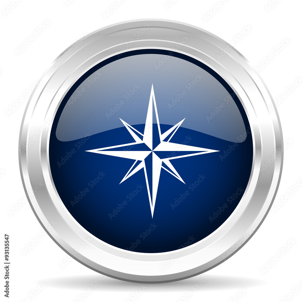 compass cirle glossy dark blue web icon on white background compass cirle glossy dark blue web icon on white background