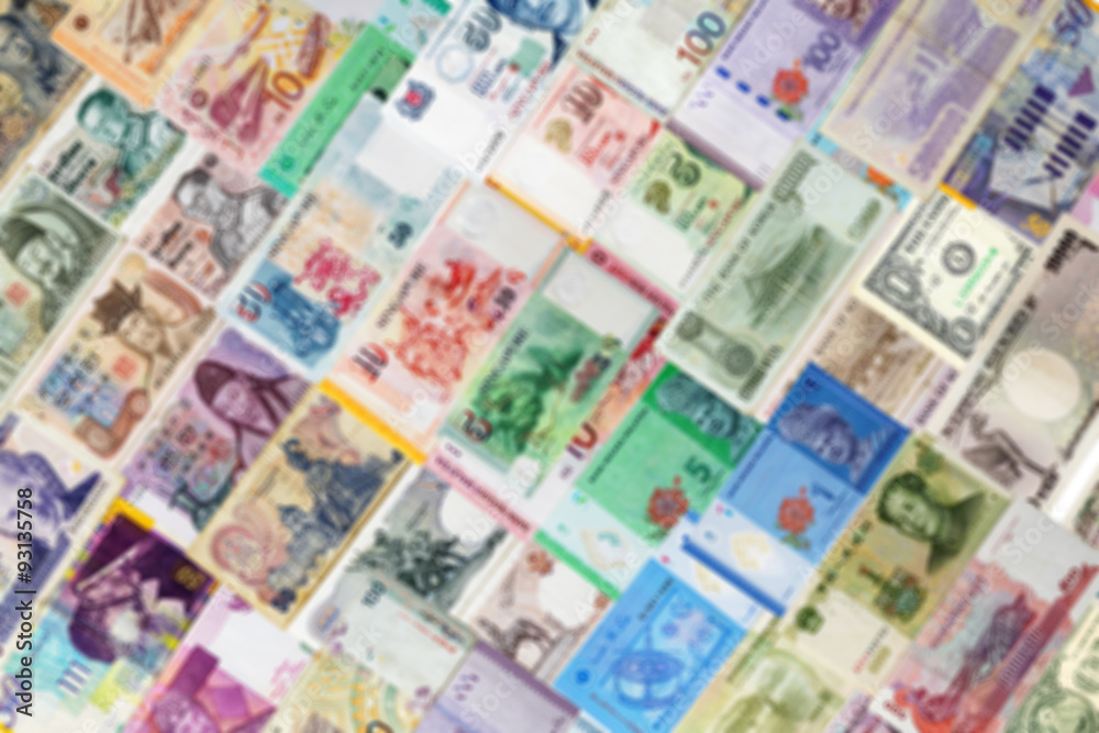 Blurred of international moneys background. Blurred of international moneys background.