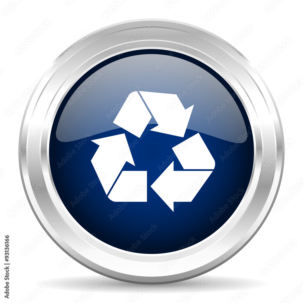 recycle cirle glossy dark blue web icon on white background recycle cirle glossy dark blue web icon on white background