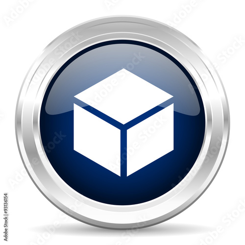 box cirle glossy dark blue web icon on white background