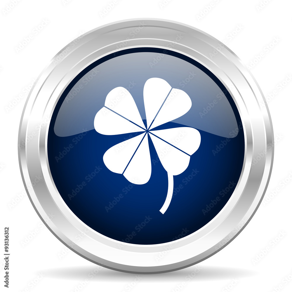 four-leaf clover cirle glossy dark blue web icon on white background four-leaf clover cirle glossy dark blue web icon on white background