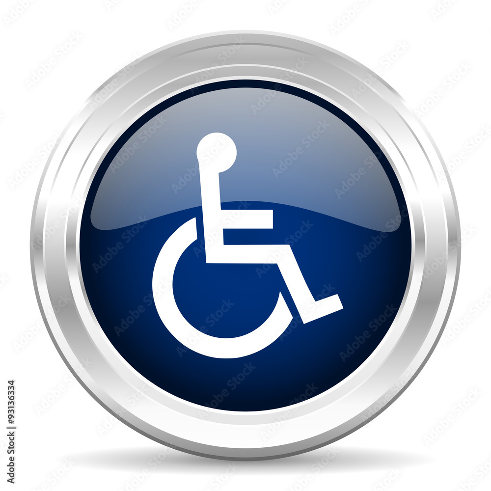 wheelchair cirle glossy dark blue web icon on white background wheelchair cirle glossy dark blue web icon on white background