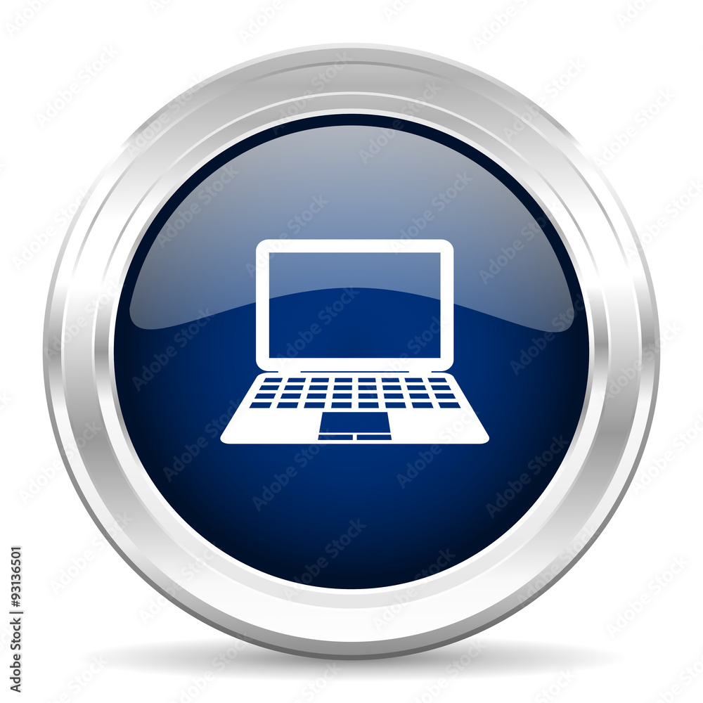 computer cirle glossy dark blue web icon on white background computer cirle glossy dark blue web icon on white background