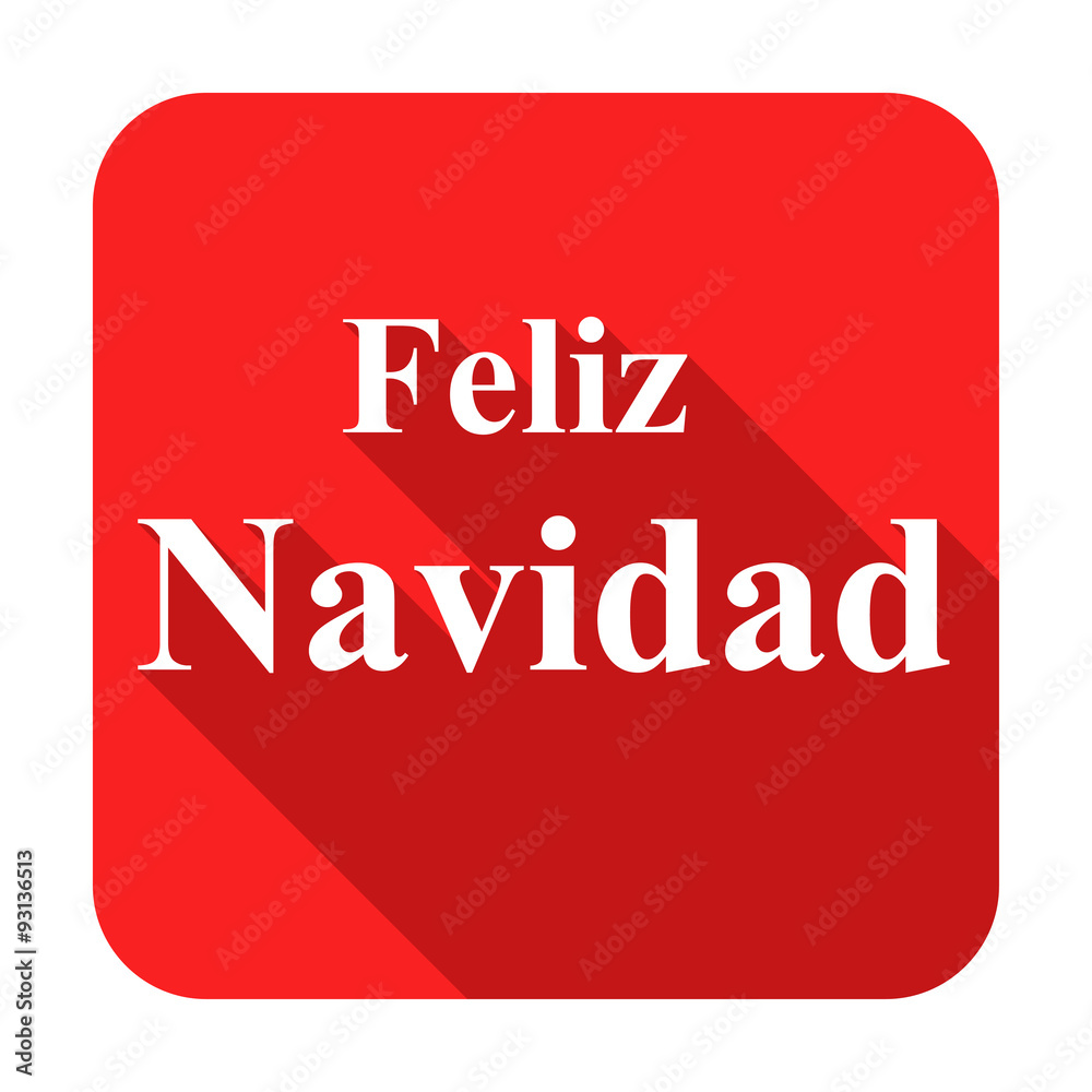 Icono cuadrado plano texto Feliz Navidad rojo