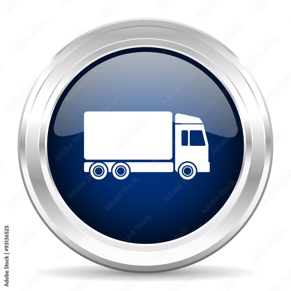delivery cirle glossy dark blue web icon on white background delivery cirle glossy dark blue web icon on white background