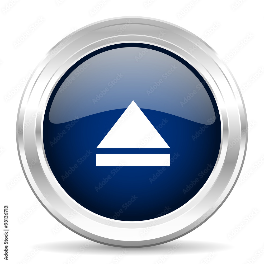 eject cirle glossy dark blue web icon on white background eject cirle glossy dark blue web icon on white background