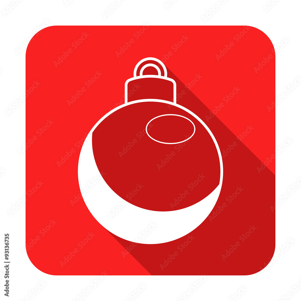 Icono plano cuadrado bola de navidad rojo Icono plano cuadrado bola de navidad rojo