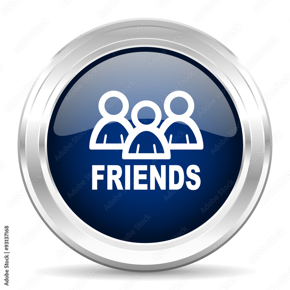 friends cirle glossy dark blue web icon on white background friends cirle glossy dark blue web icon on white background
