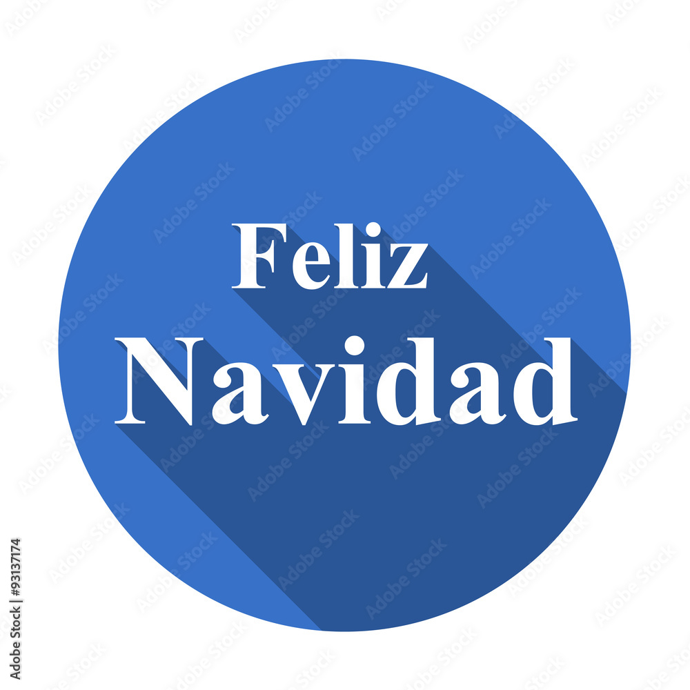 Icono redondo plano texto Feliz Navidad azul Icono redondo plano texto Feliz Navidad azul