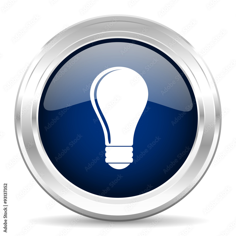 bulb cirle glossy dark blue web icon on white background bulb cirle glossy dark blue web icon on white background
