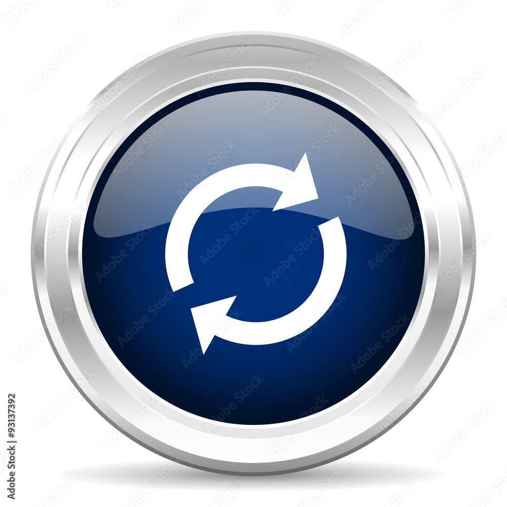 reload cirle glossy dark blue web icon on white background