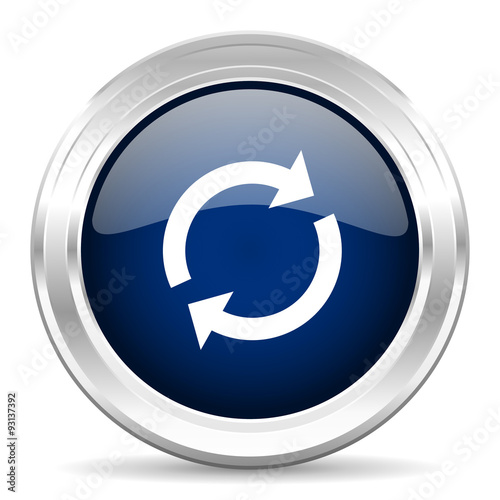 reload cirle glossy dark blue web icon on white background