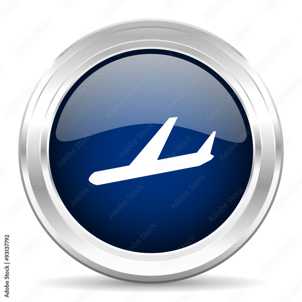 arrivals cirle glossy dark blue web icon on white background