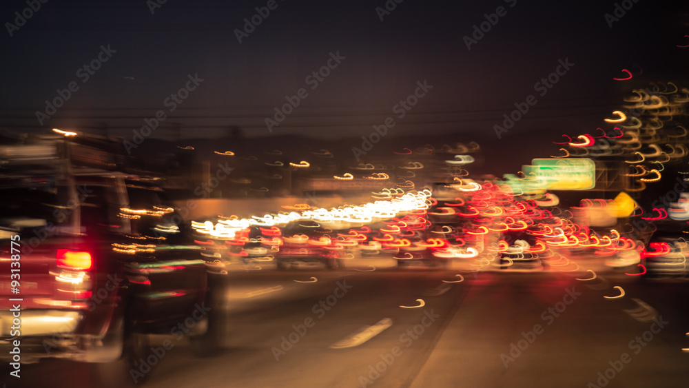 artistic image of the traffic jam on Los angeles freeway