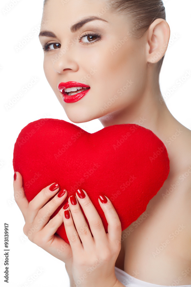 Beautiful woman with heart