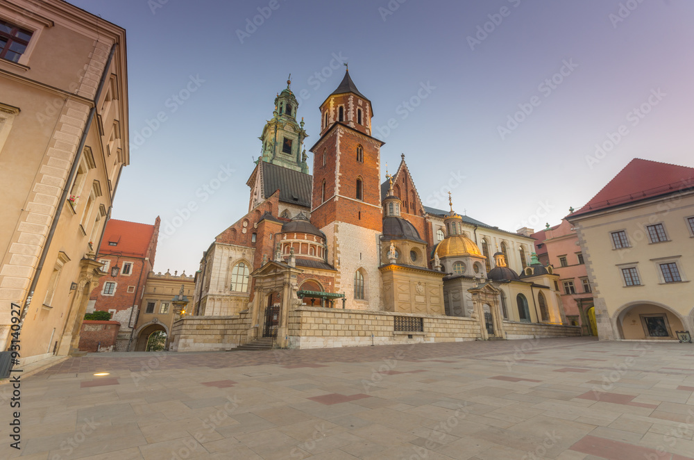 Morning view of the Wawel cathedral on the Wawel Hill, Krakow, Poland.