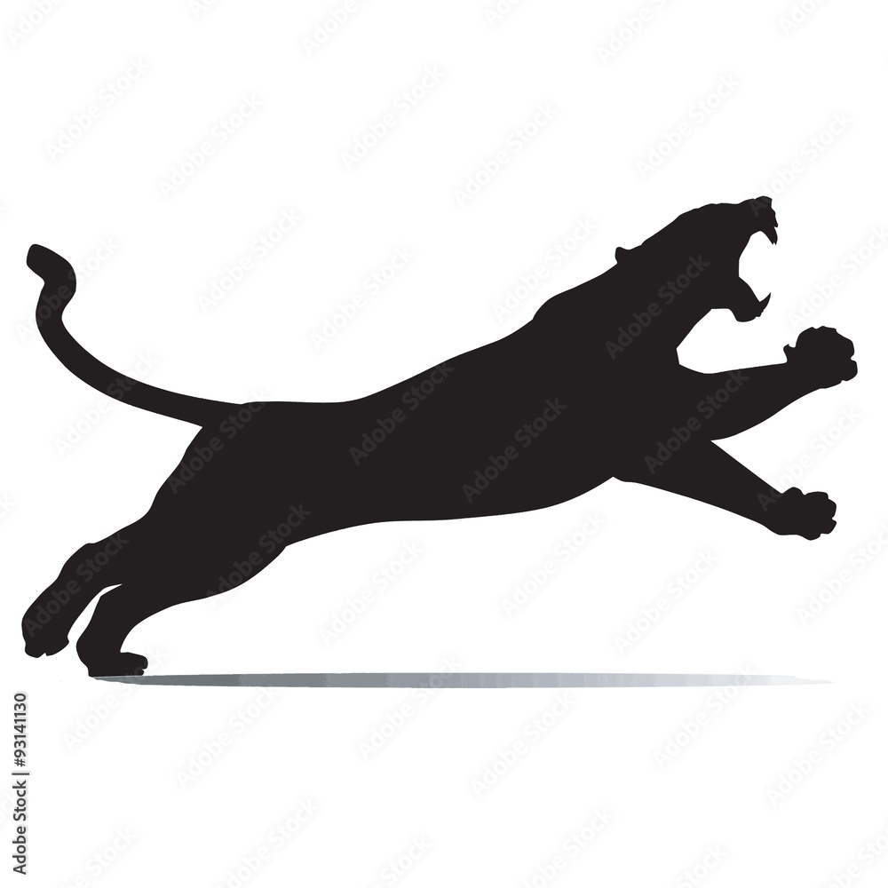 Black monster panther roars loudly -vector Black monster panther roars loudly -vector