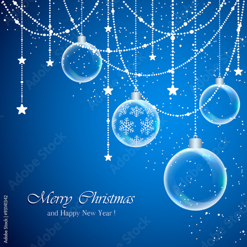 Christmas background with transparent balls