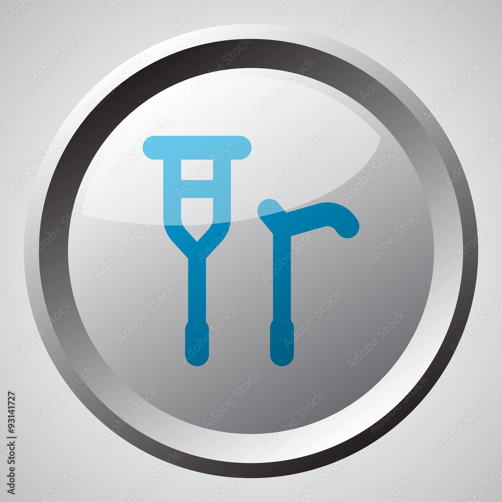 Web button with blue Crutch Cane icon Web button with blue Crutch Cane icon