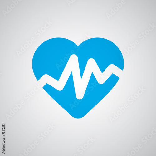 Flat blue Heart Rate Pulse icon