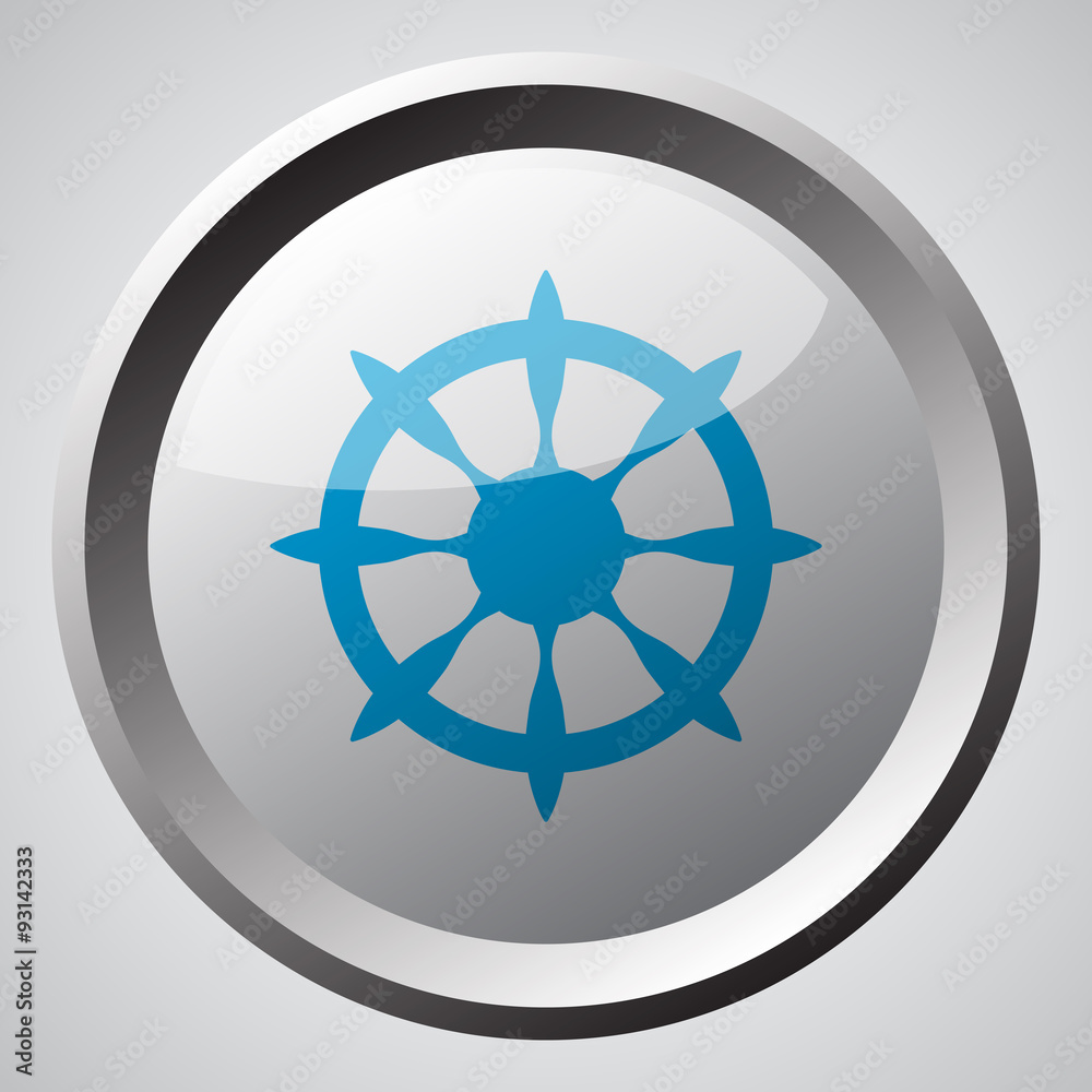 Obraz premium Web button with blue Boat Wheel icon