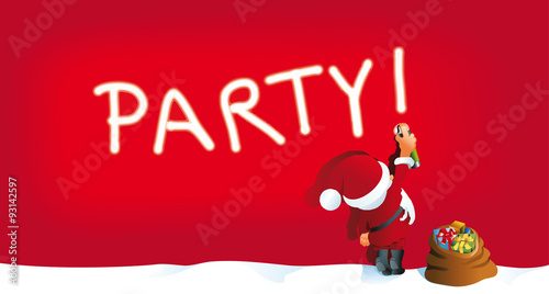 Santa Claus sprayt Party an rote Wand