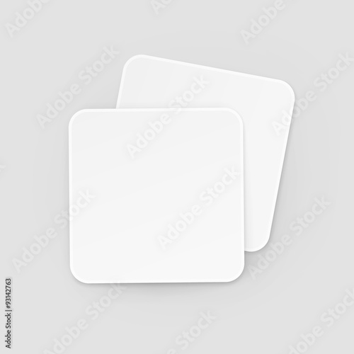 White Square Blank Beer Coasters Vector Isolated