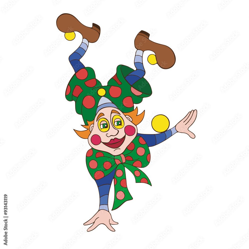 Naklejka premium Funny clown character vector illustration. 