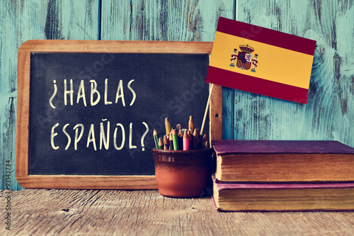 Fotografie, Tablou question hablas espanol? do you speak Spanish?