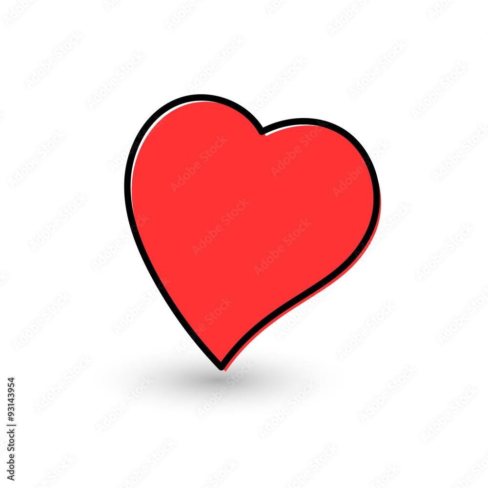 Hand-drawn painted red heart, vector element for your design